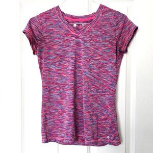 Xersion Pink Heathered V-Neck Activewear Tee